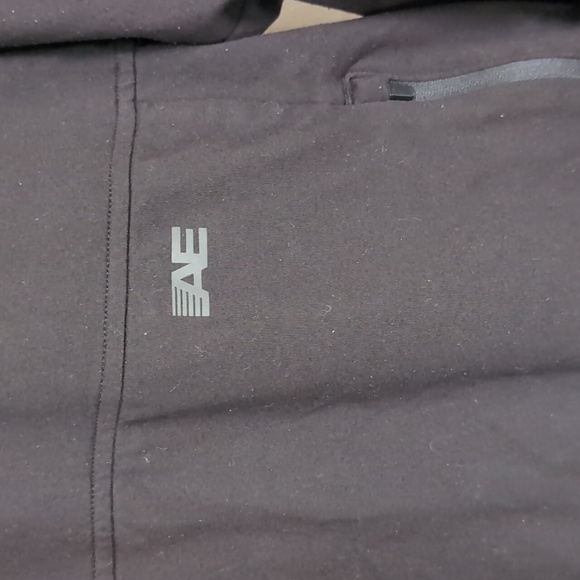 American Eagle Black Athletic Hooded Sweatshirt Hoodie Zip Pockets Size Medium - Picture 3 of 7
